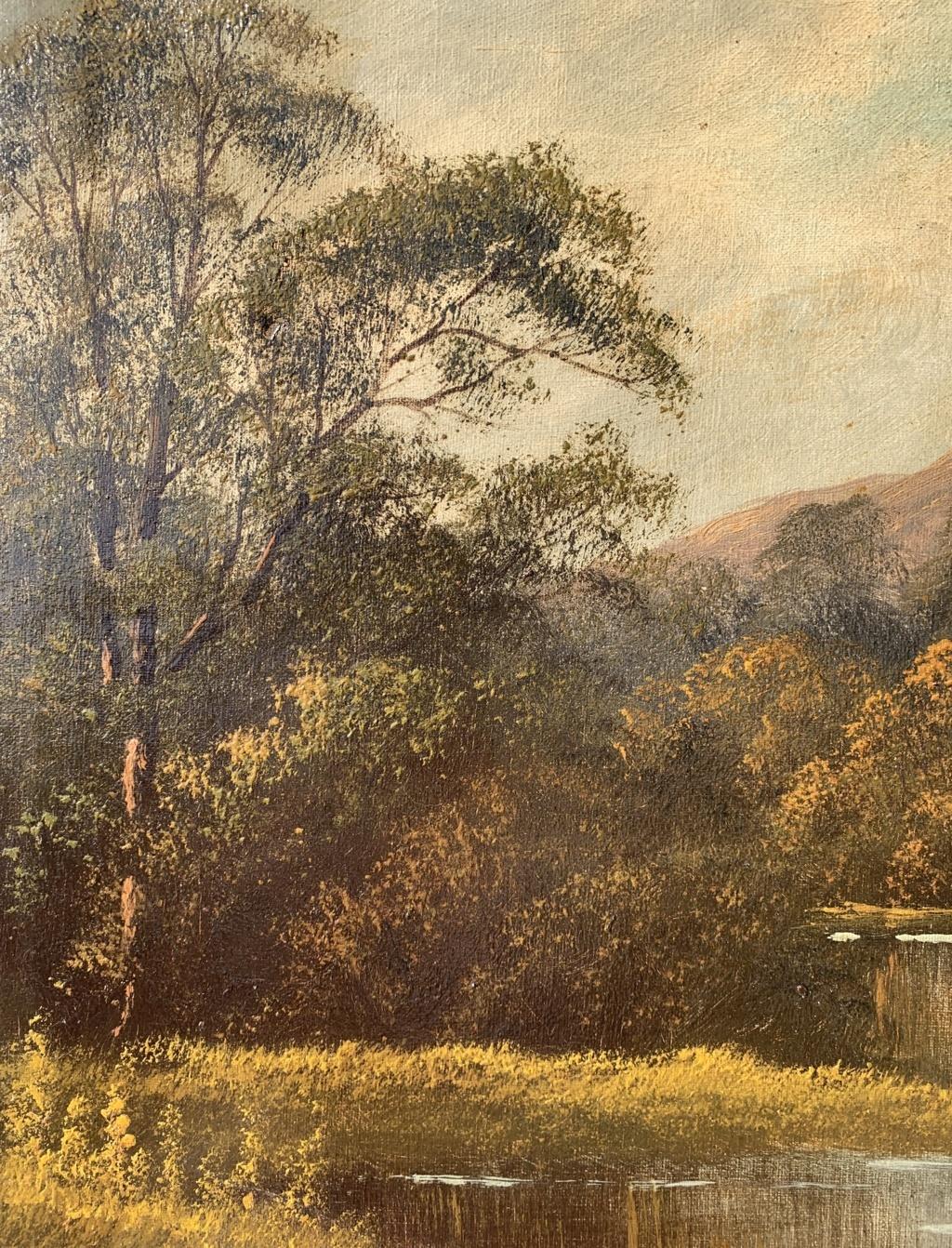 Peintre continental naturaliste - Peinture de paysage du 19e siècle - Vue sur la rivière  en vente 4