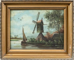 Naturalistic Dutch painting - Late 19th century landscape painting - Windmill