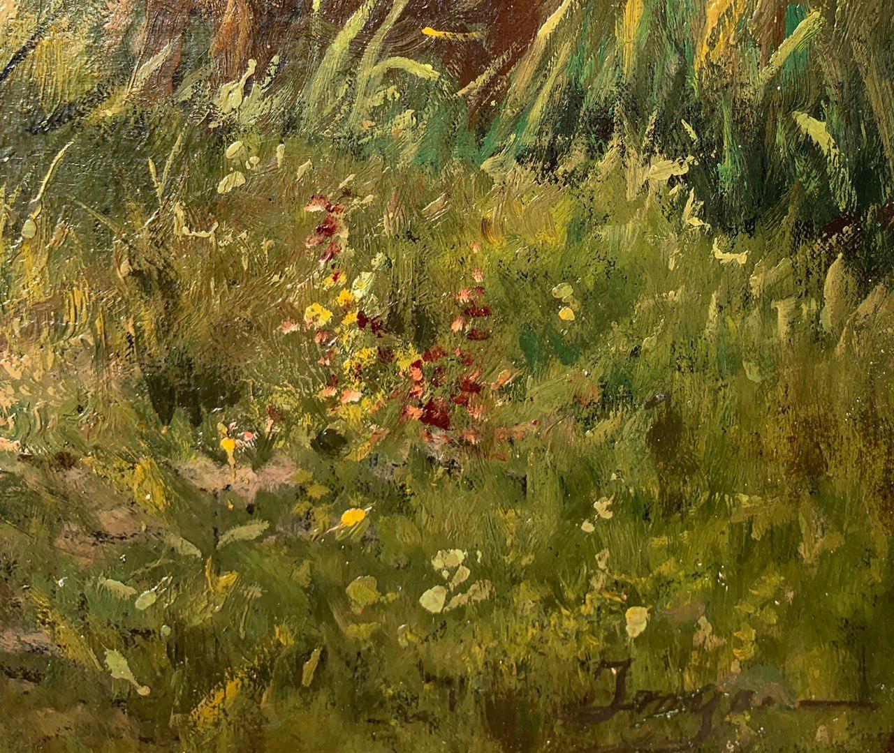 Naturalistic European painte- 19th century landscape painting - Cows grazing For Sale 5