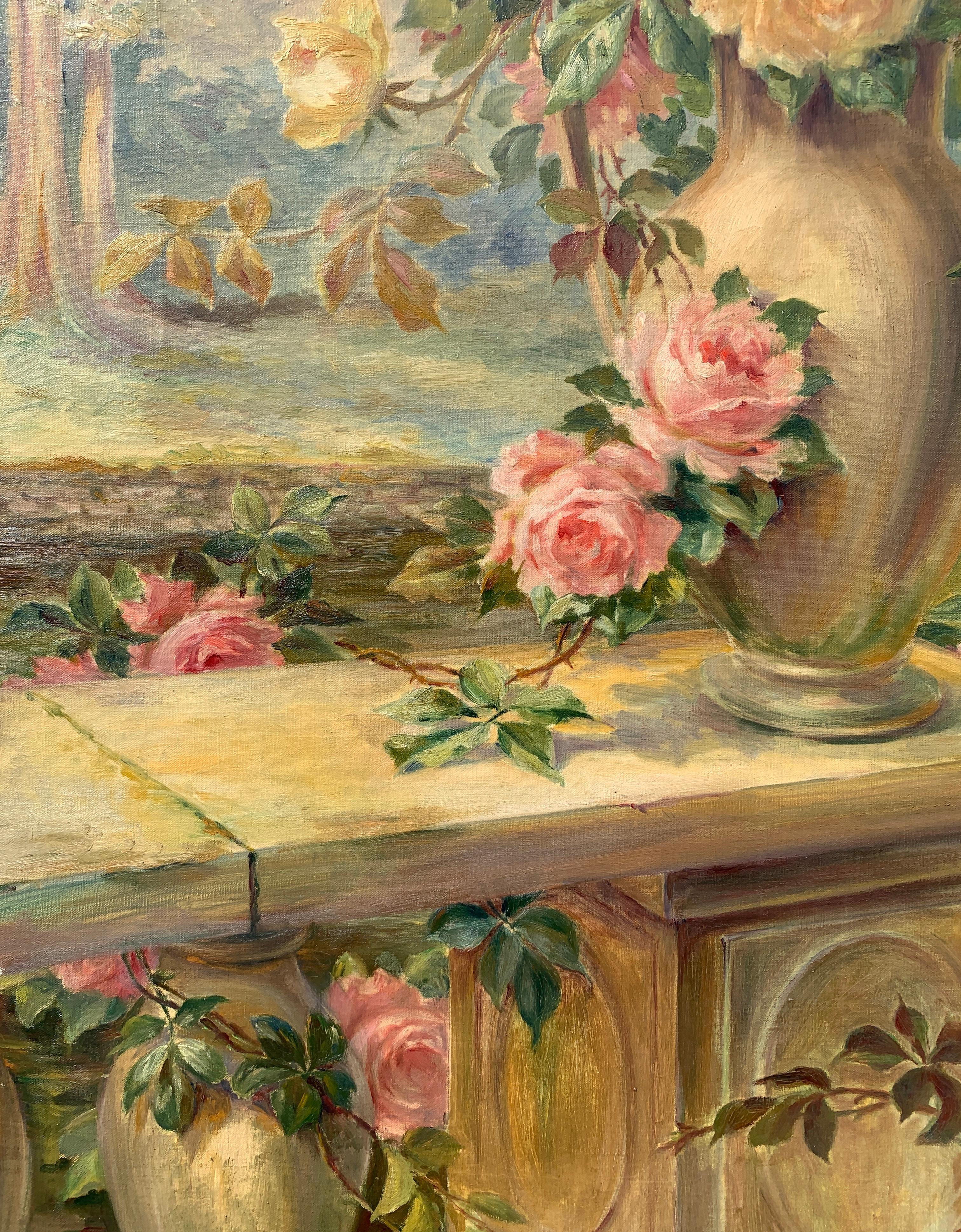 Naturalistic Italian painter - 19/20th still life painting - Flowers - Oil on ca For Sale 2