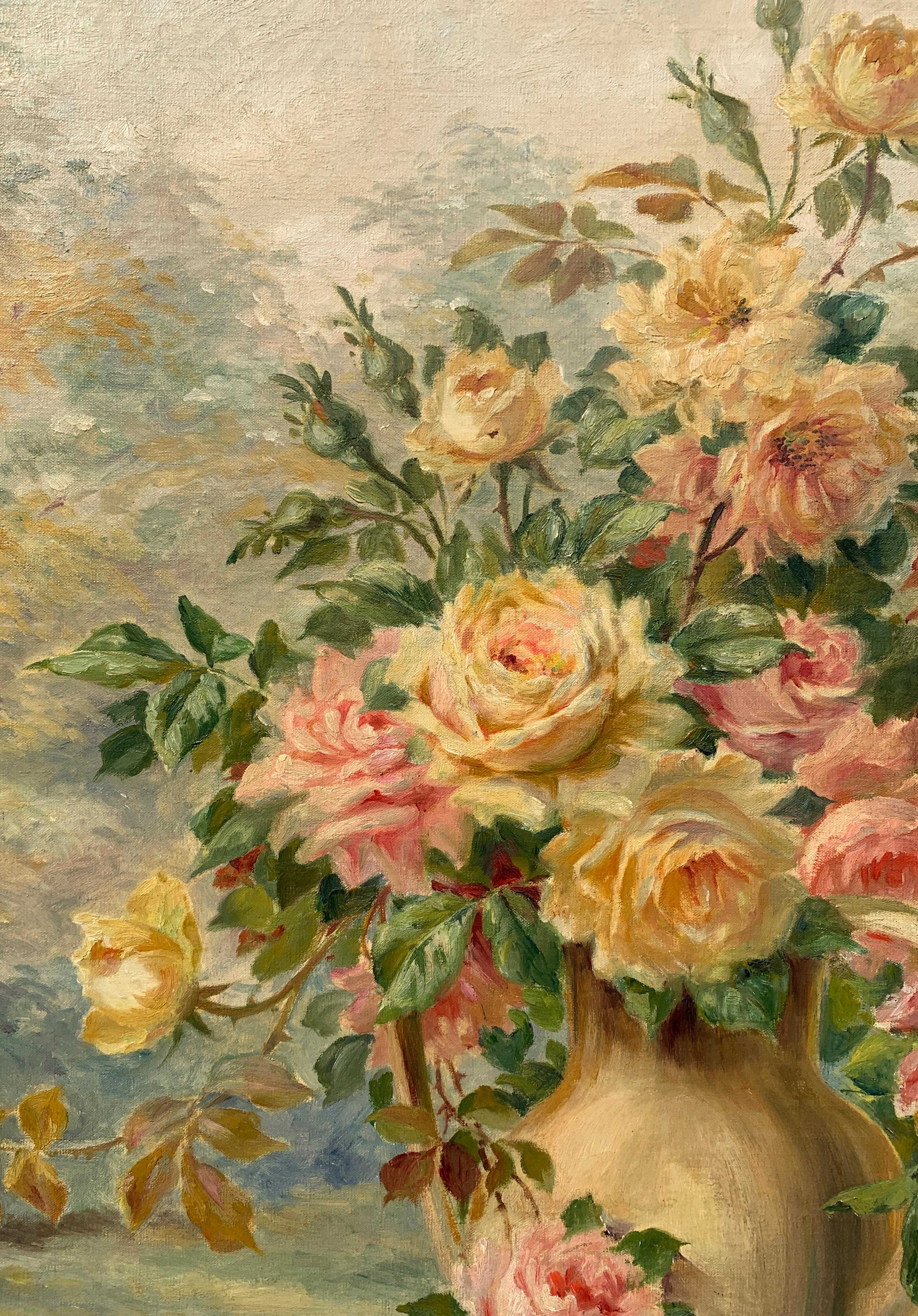 Pittore naturalista italiano - Natura morta del 19/20 - Fiori - Figurative Painting Marrone di Unknown