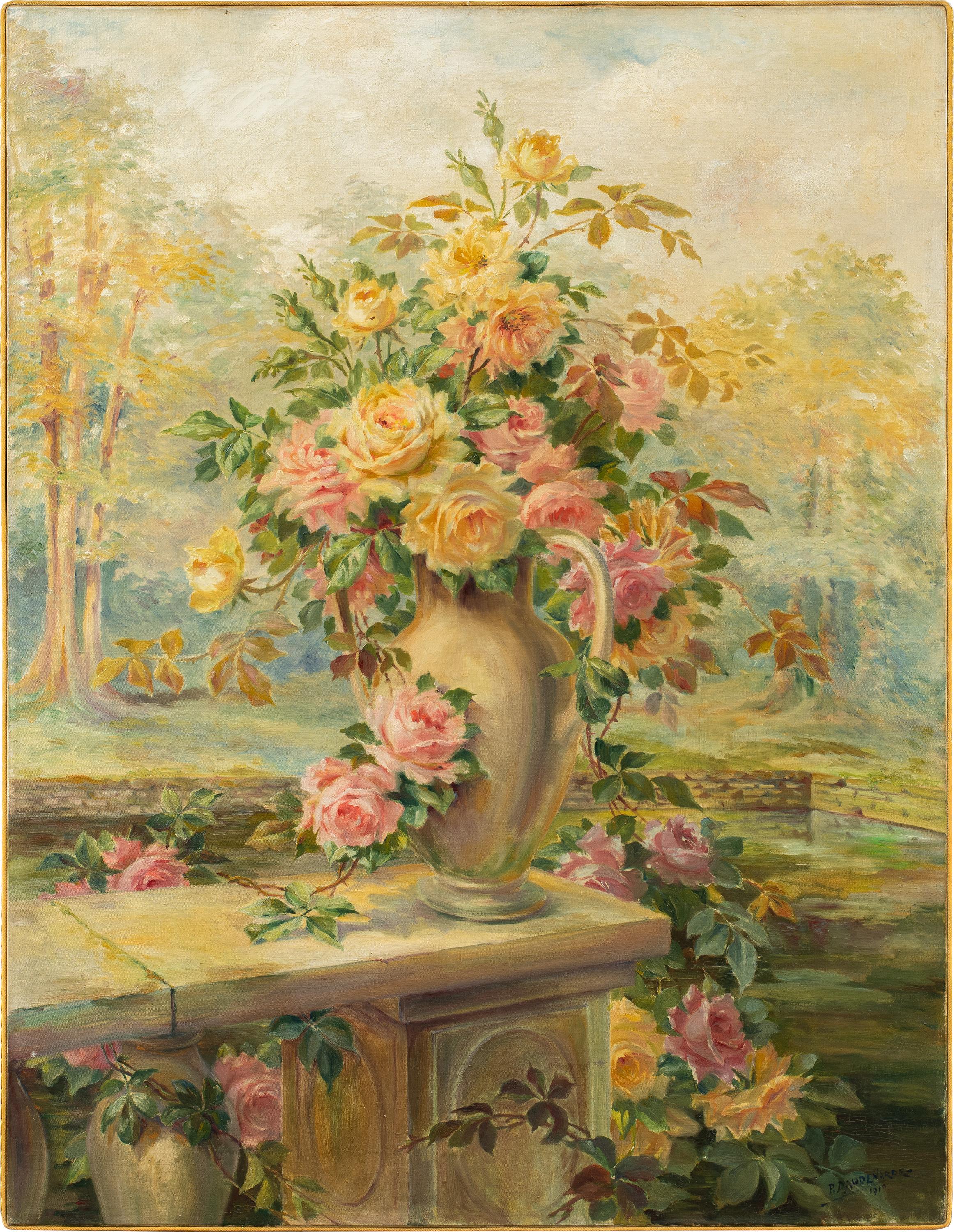 Unknown Figurative Painting - Naturalistic Italian painter - 19/20th still life painting - Flowers - Oil on ca