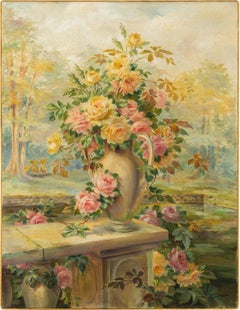Peintre italien naturaliste - Nature morte 19/20e - Fleurs - Huile sur toile