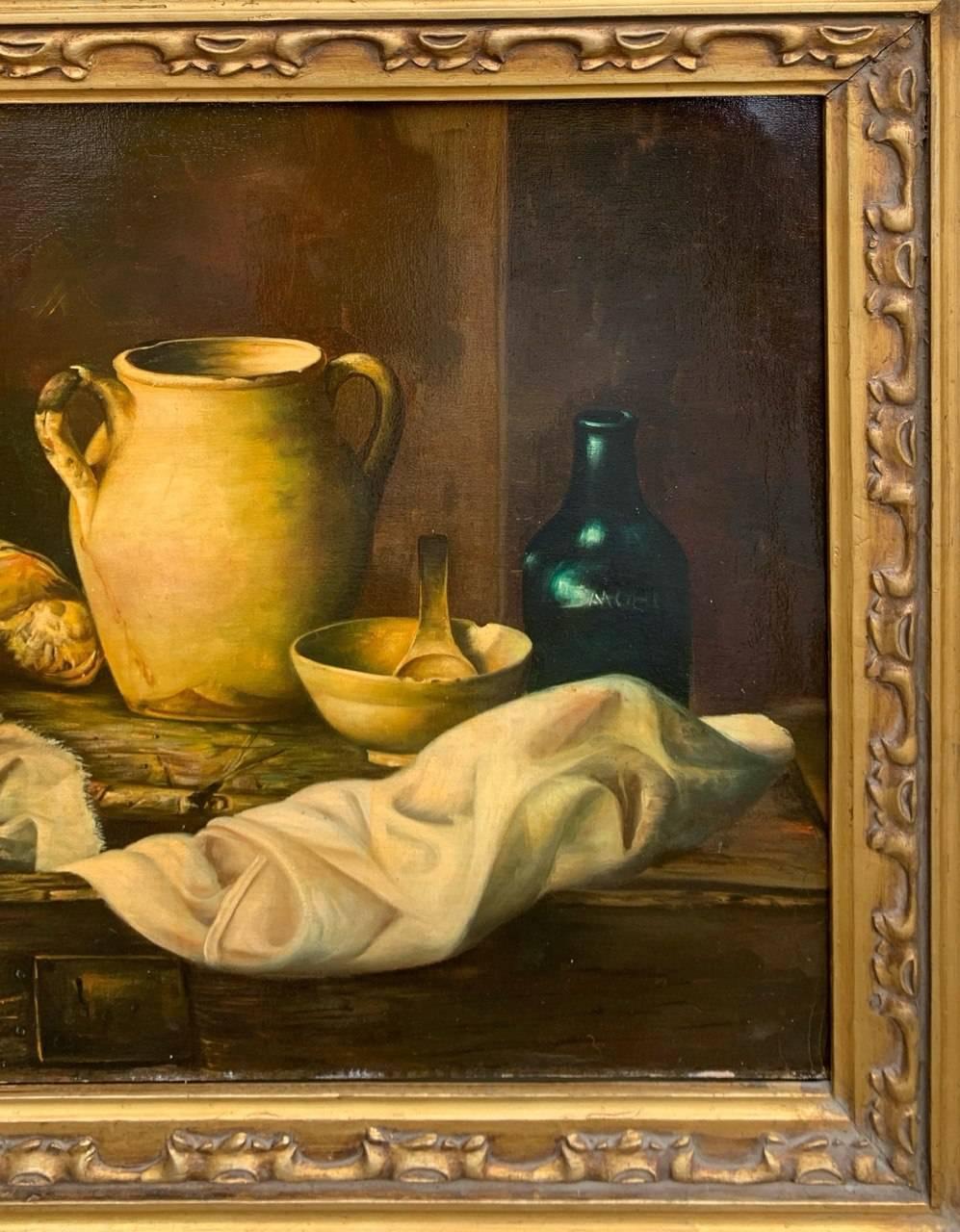 Pintor naturalista italiano - 19/20 pintura naturaleza muerta - Peras y jarrones 3