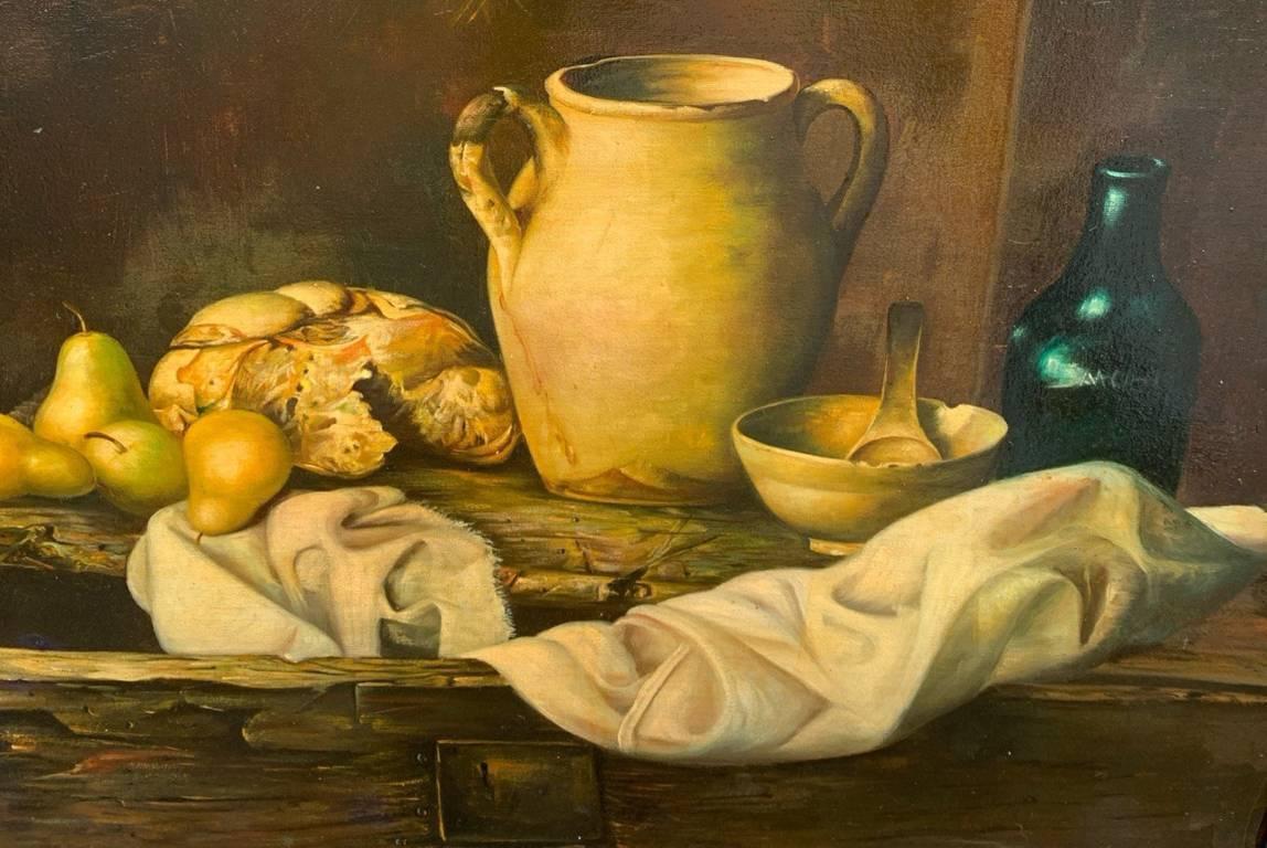 Pintor naturalista italiano - 19/20 pintura naturaleza muerta - Peras y jarrones 4