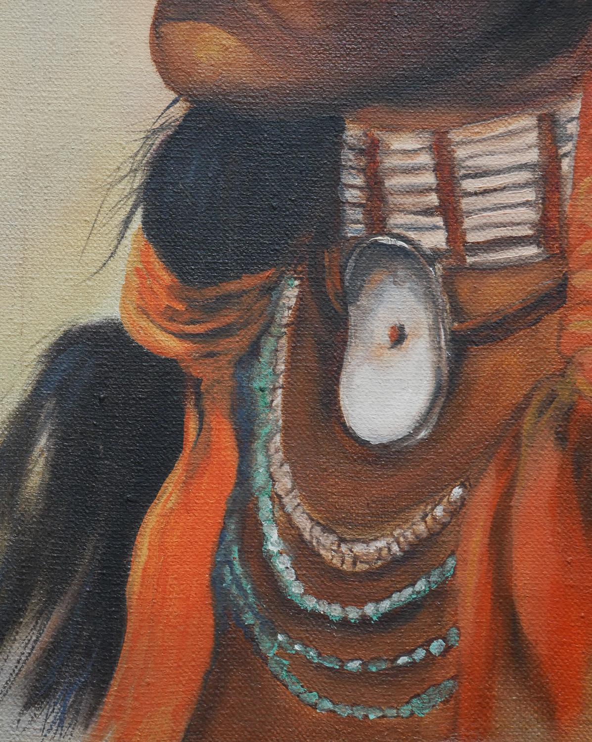 Naturalistic Neutral Toned Portrait Bust of a Native American Male Figure 4