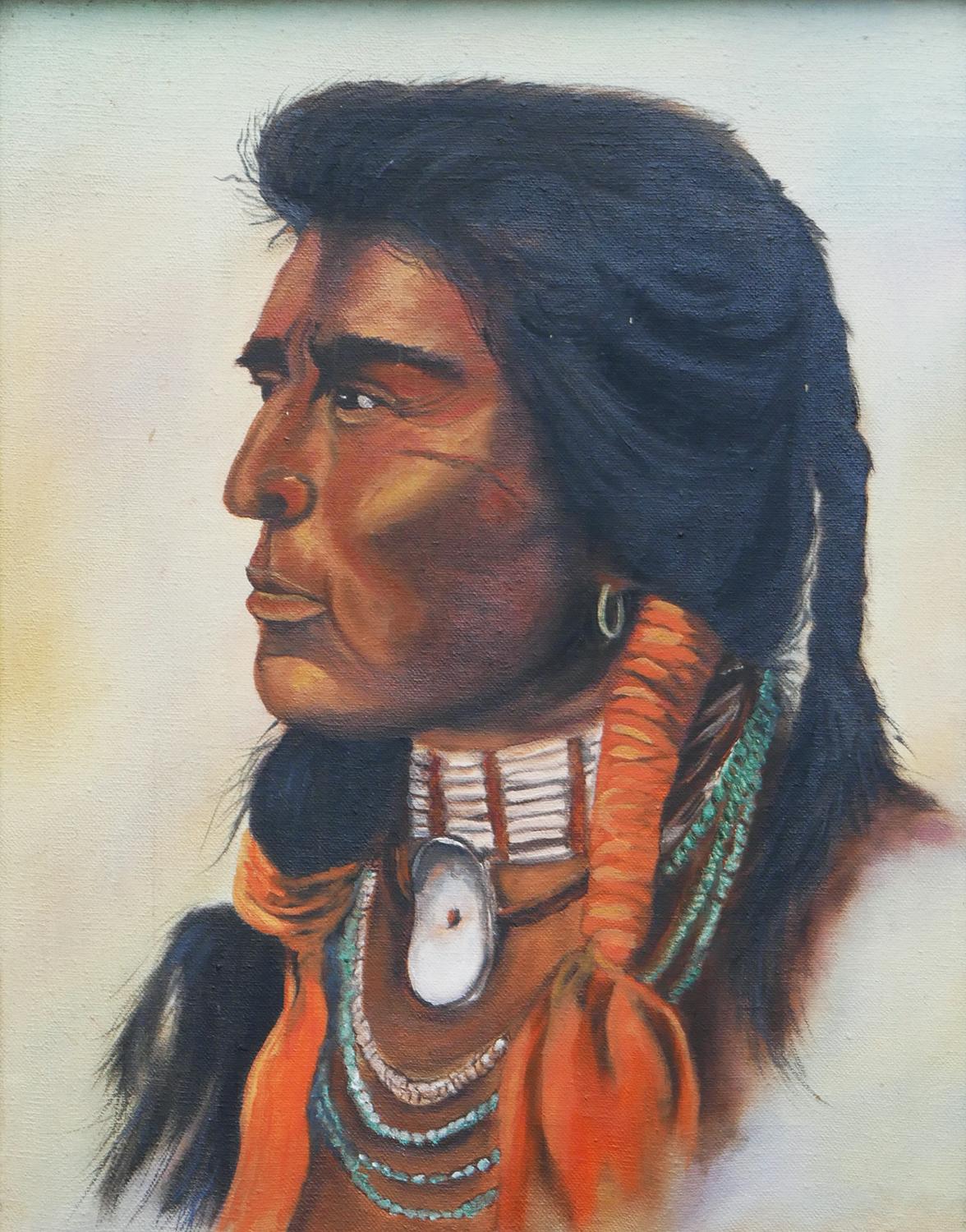 Naturalistic Neutral Toned Portrait Bust of a Native American Male Figure 1