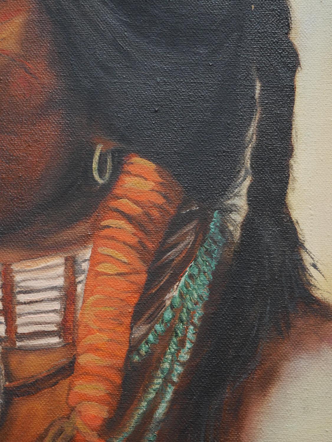Busto Retrato Naturalista de Tono Neutro de una Figura Masculina Nativa Americana 4