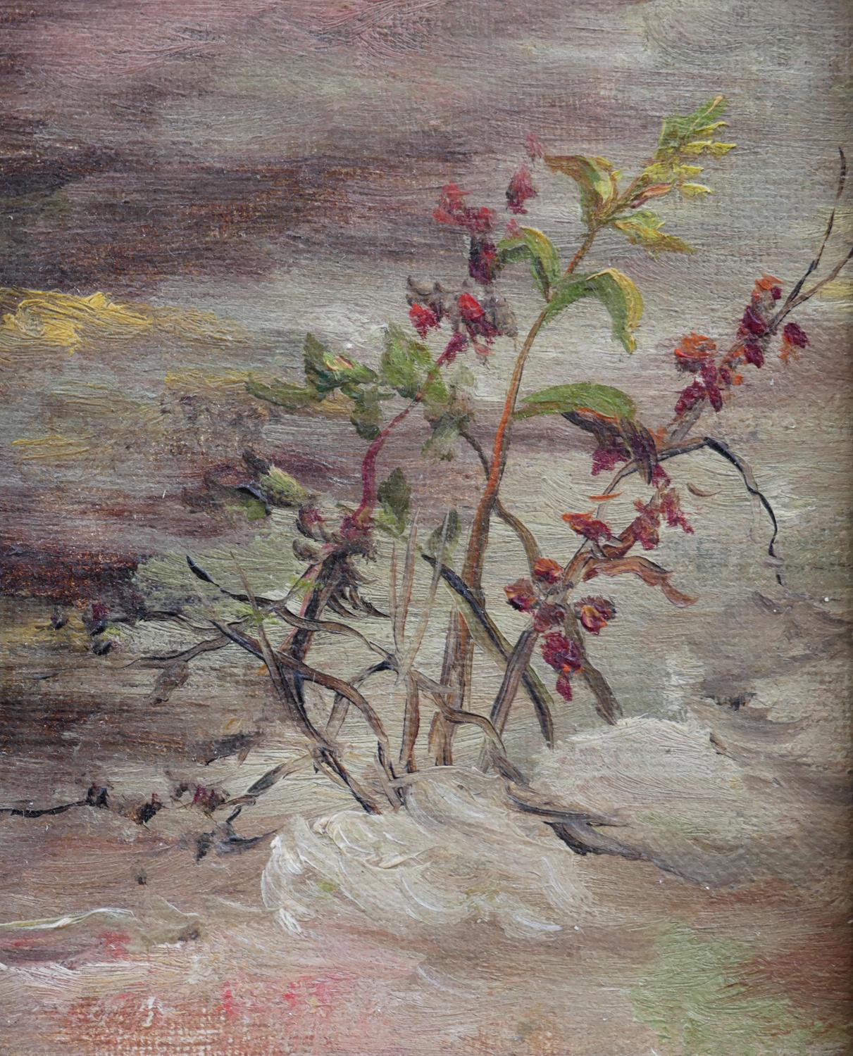 Pittura naturalistica pastorale figurativa di un uomo che semina in un campo in vendita 5
