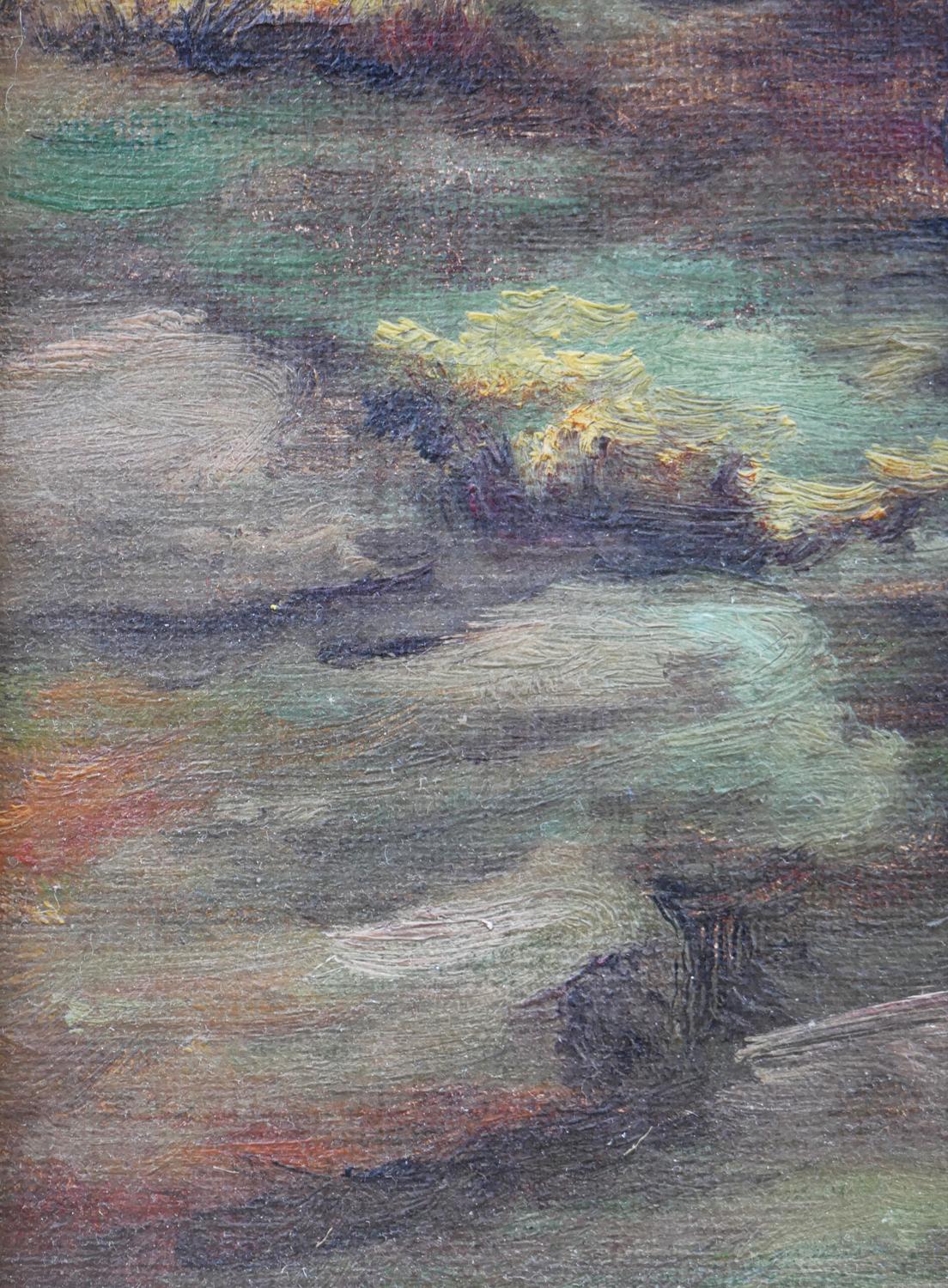 Pittura naturalistica pastorale figurativa di un uomo che semina in un campo in vendita 6