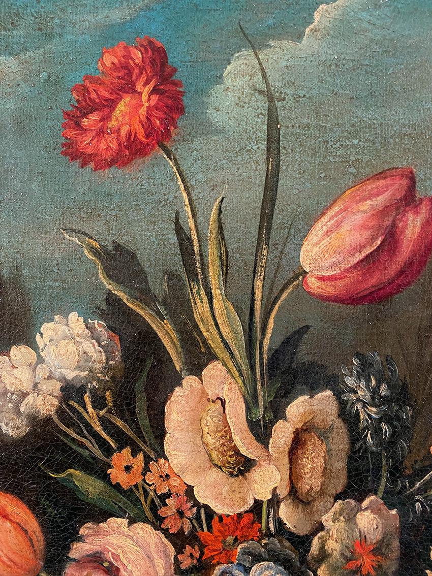 Nature morte au bouquet de fleurs. Ecole italienne XXe dans le goût du XVIIe - Painting Scuola italiana di Unknown