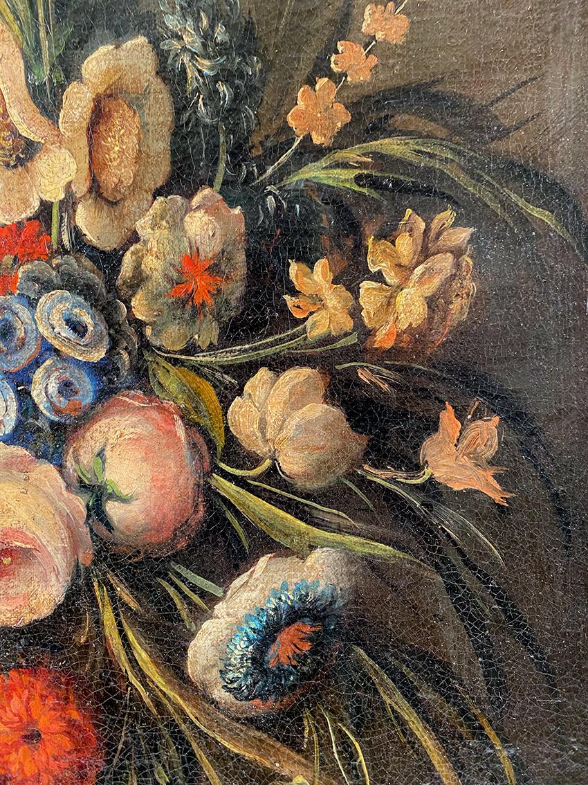 Nature morte au bouquet de fleurs. Ecole italienne XXe dans le goût du XVIIe in vendita 1