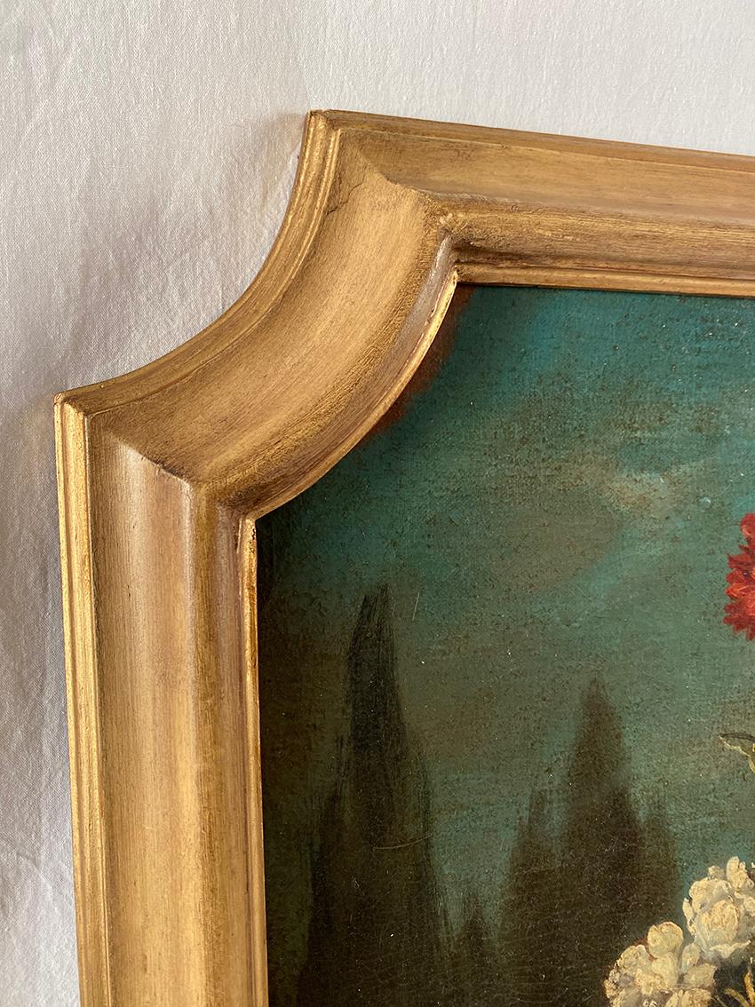 Nature morte au bouquet de fleurs. Ecole italienne XXe dans le goût du XVIIe in vendita 4