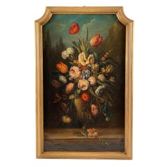 Vintage Nature morte au bouquet de fleurs. Ecole italienne XXe dans le goût du XVIIe