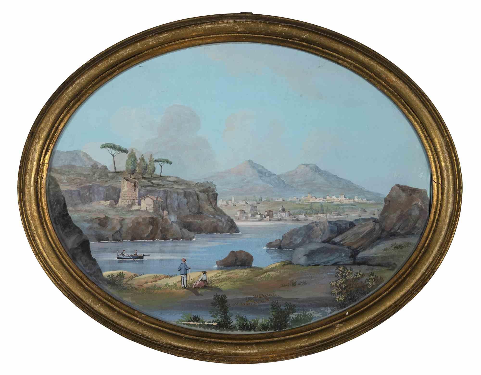 Unknown Landscape Painting - Neapolitan Landscape - Painting - 19th Century