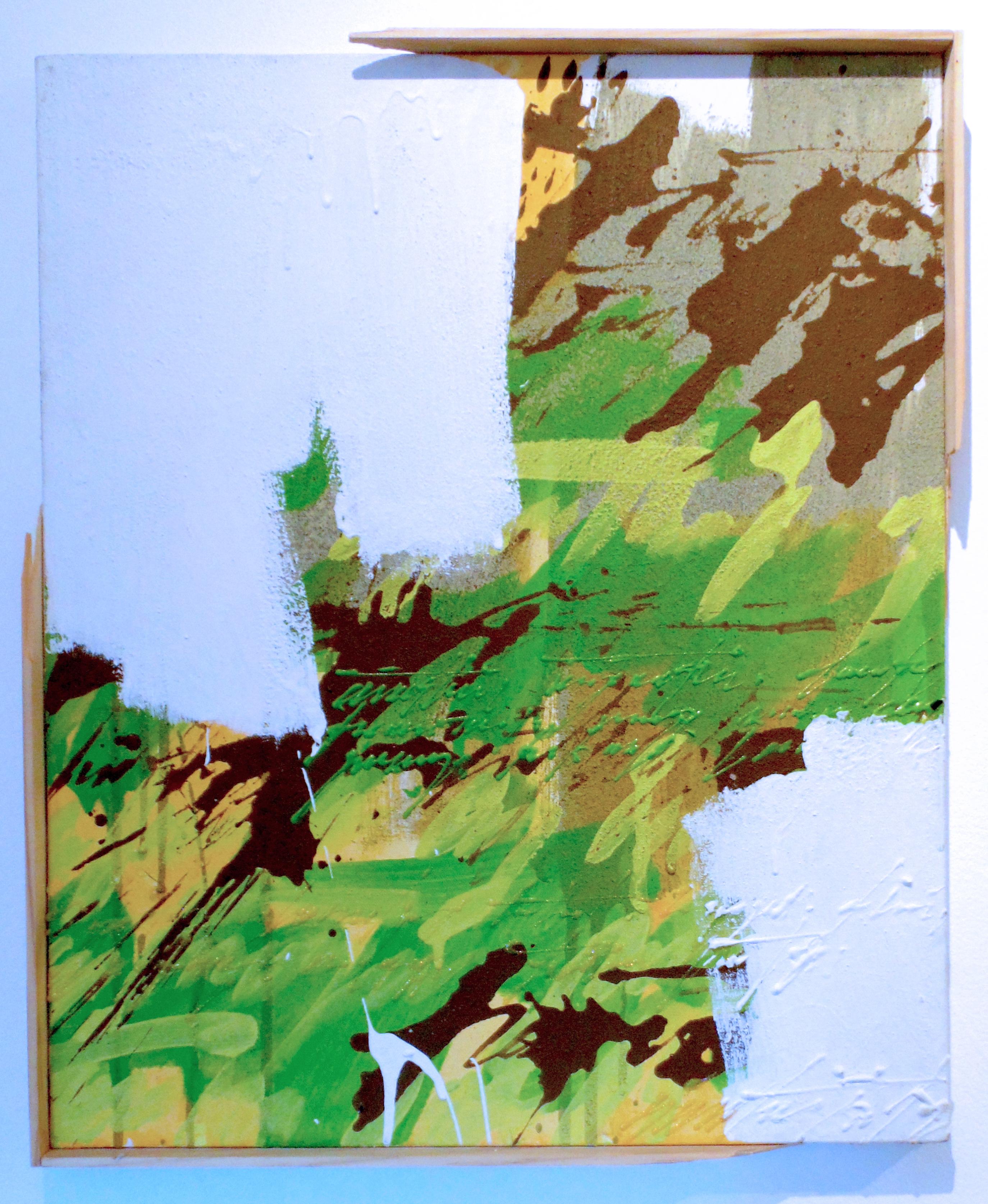 Negativo(i) Pace by NTEL, graffiti, street art, verde brillante, testo, astratto - Painting di Unknown