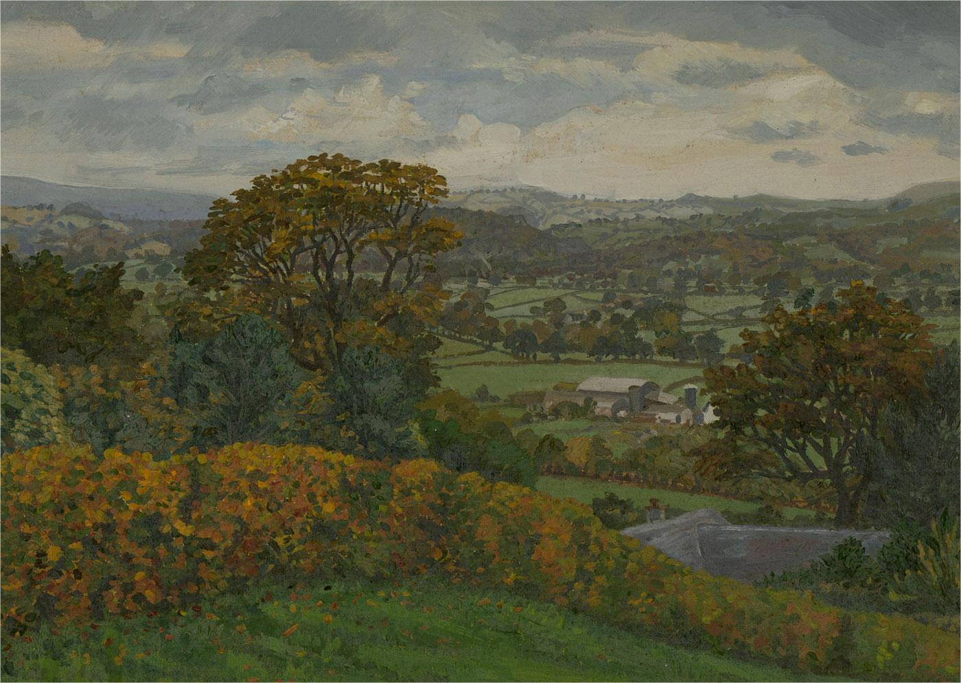 Neil Dalrymple - 1981 Oil, View Across The Vale Of Clwyd - Painting by Unknown