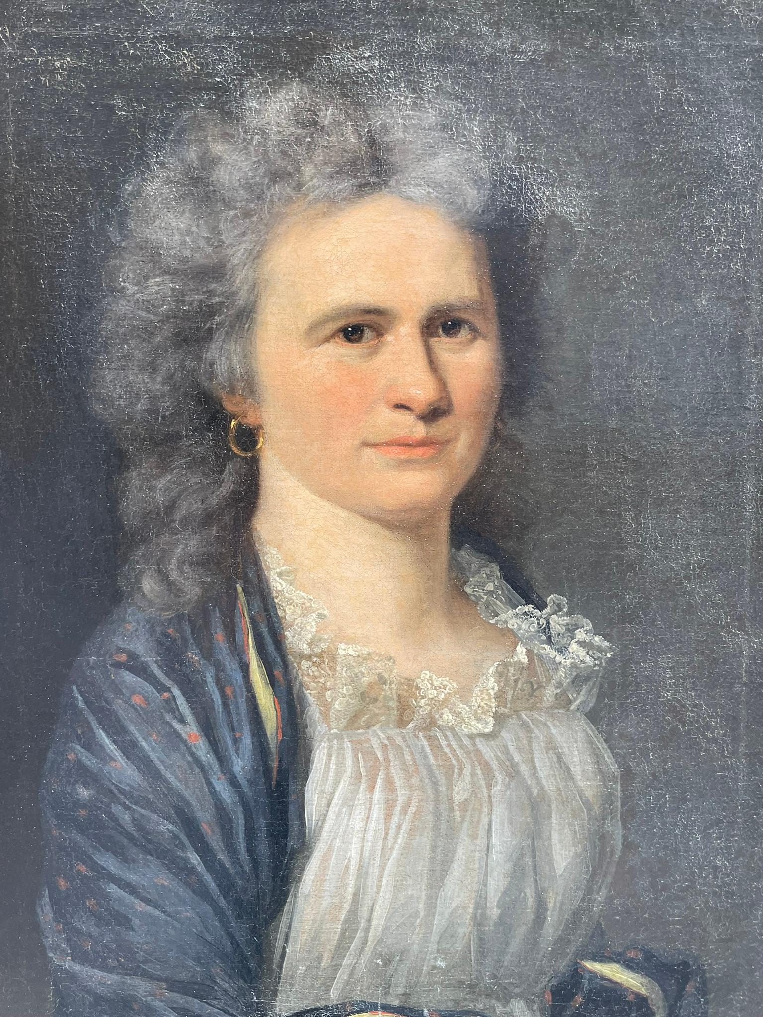 Neoclassical Female Portrait. Chemise à la reine and Shawl. Germany, ca 1790 For Sale 6