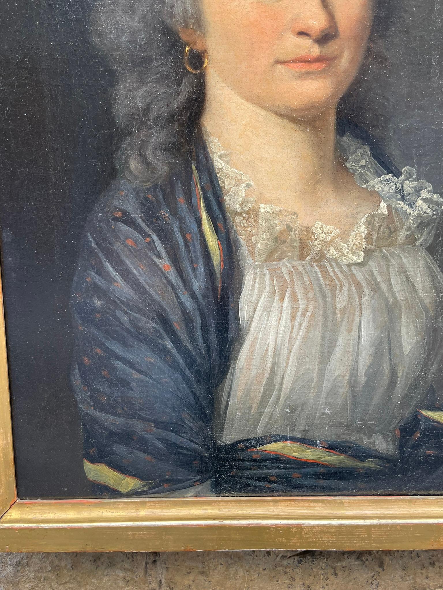 Neoclassical Female Portrait. Chemise à la reine and Shawl. Germany, ca 1790 For Sale 1