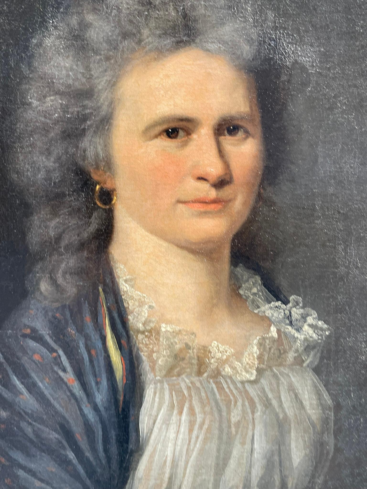 Neoclassical Female Portrait. Chemise à la reine and Shawl. Germany, ca 1790 For Sale 2