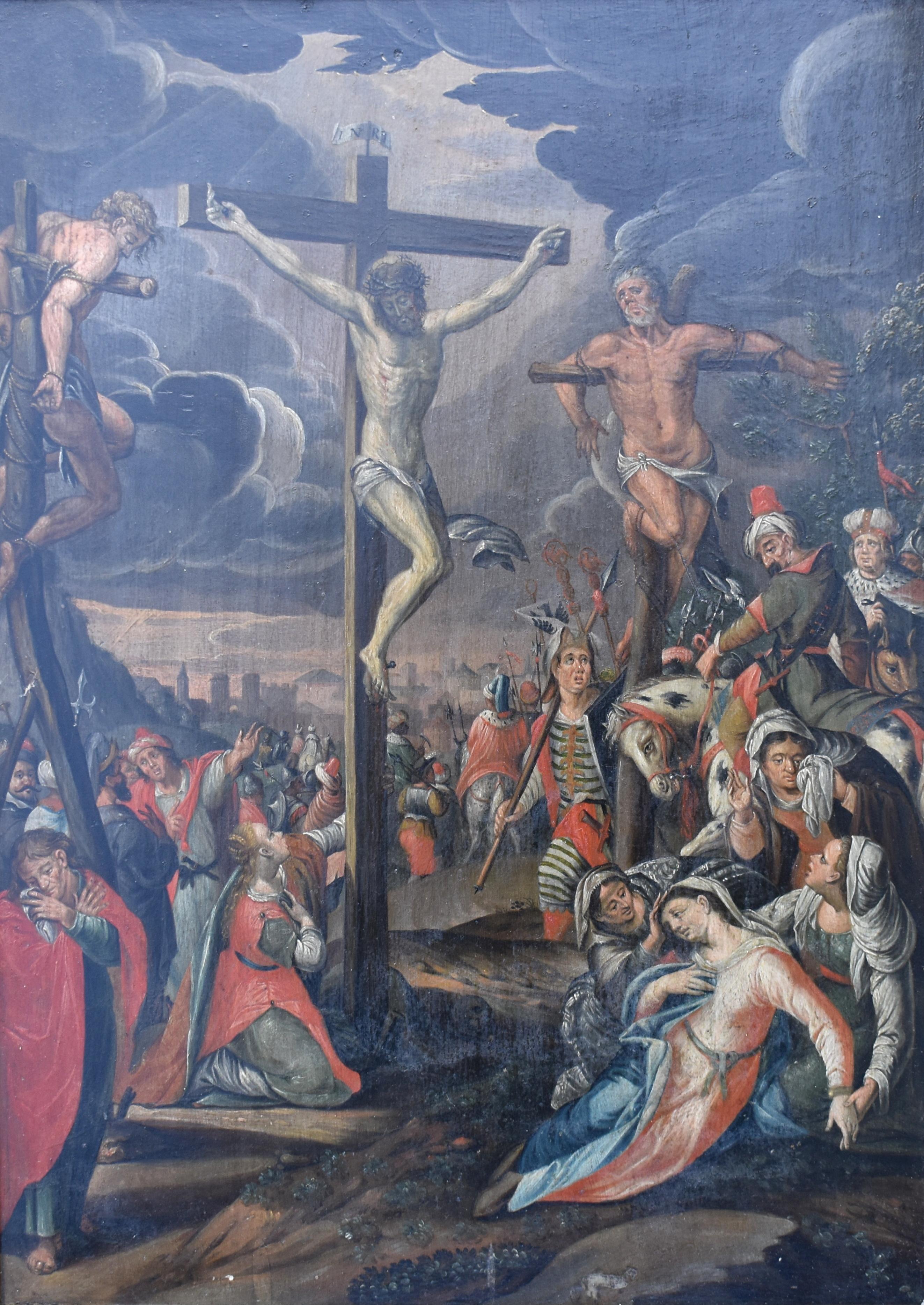 Niederländische Schule XVIII Jahrhundert Monogramme Alter Meister Ölgemälde (Grau), Figurative Painting, von Unknown