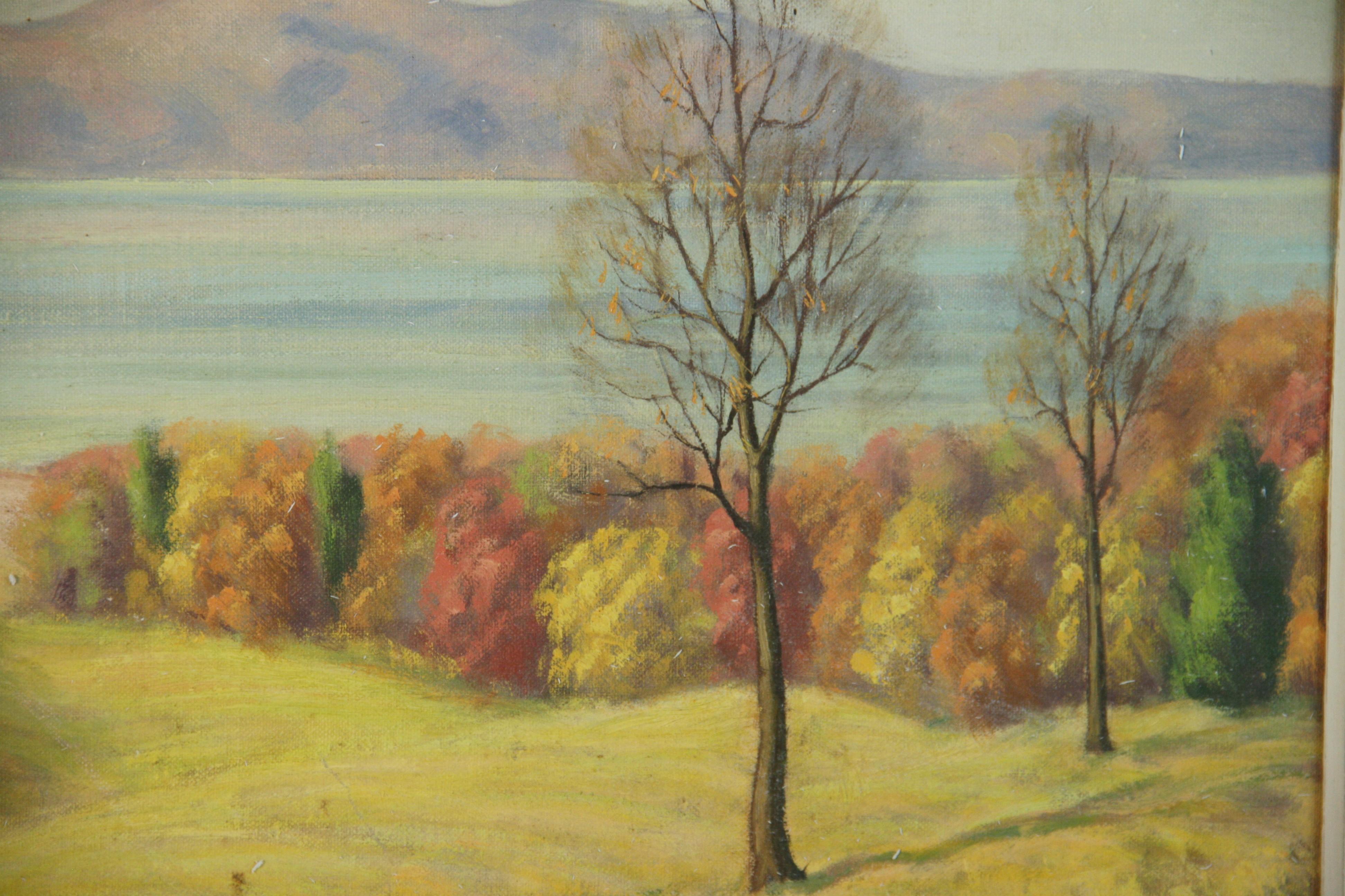 6104 Herbstlandschaft an einem See in Neuengland.
Gerahmt Bildgröße 19.5x23.5