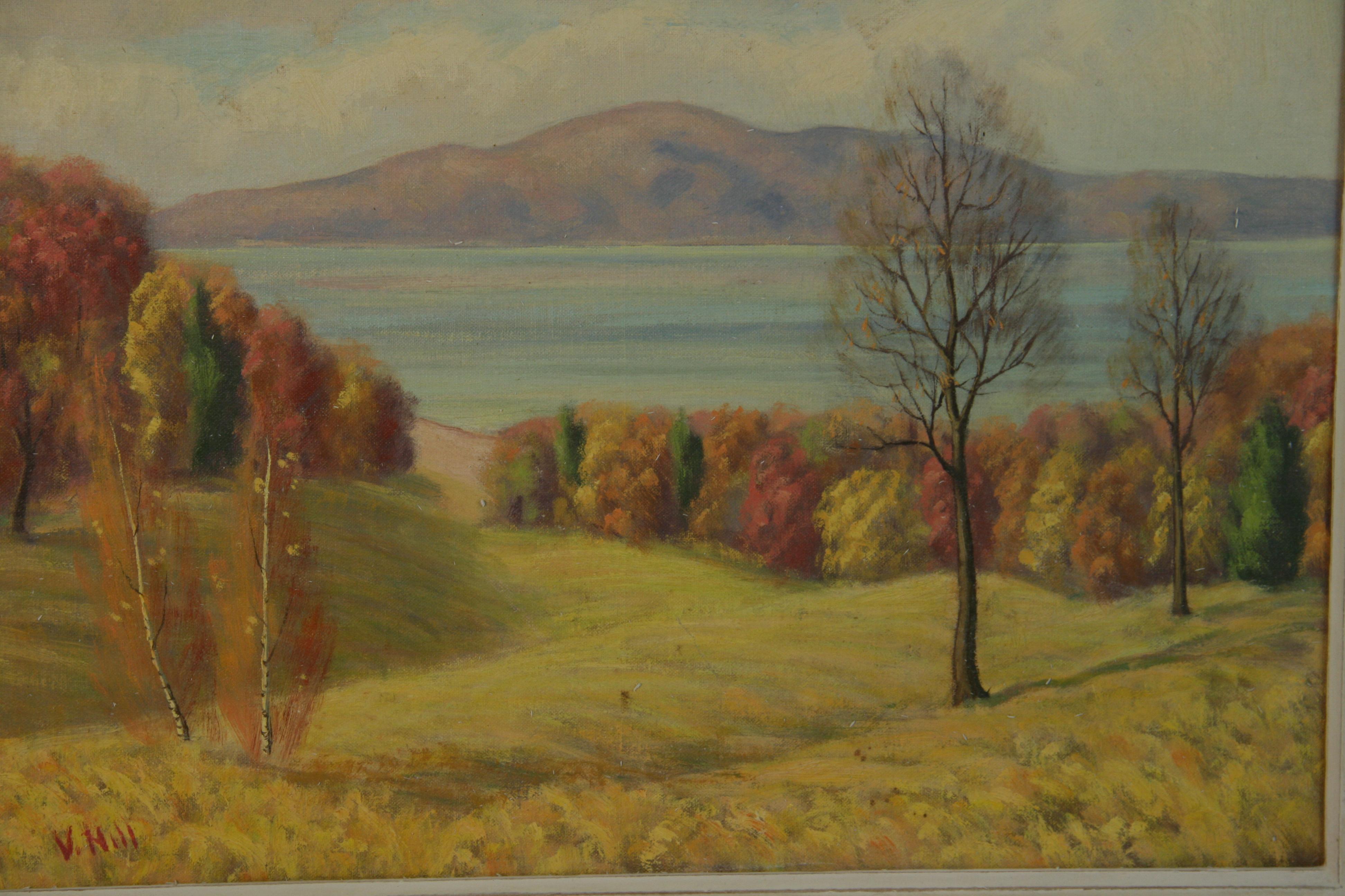 Neuengland Herbst  Landschaft am See im Angebot 3