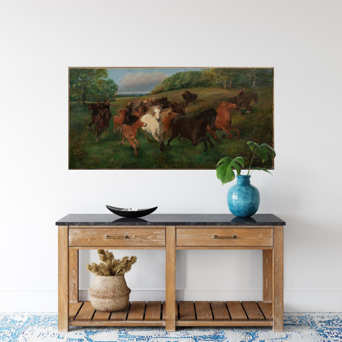 New Forest Colt Hunting, early 20th century - Painting by Unknown