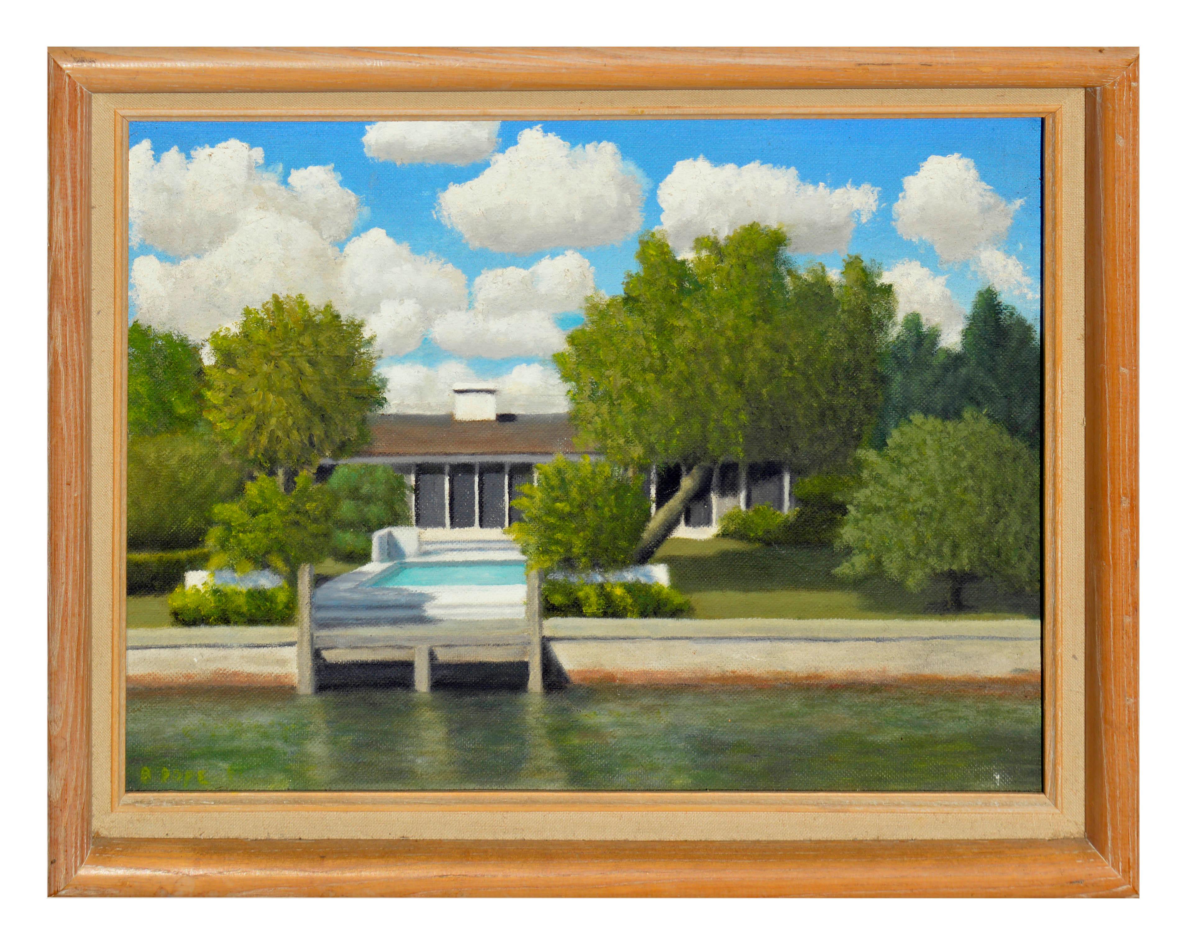 Unknown Landscape Painting - New Hampshire Lakeside Home