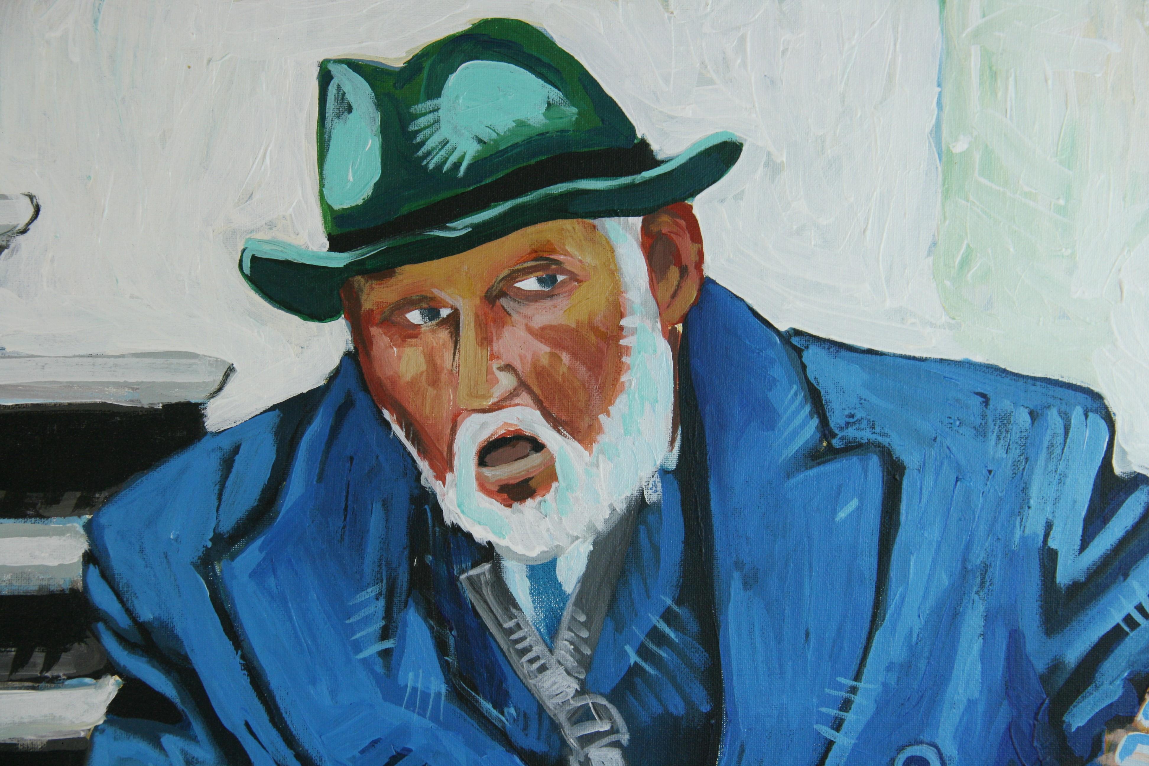 New Orleans Jaz Sax Man - Gray Figurative Painting by Unknown