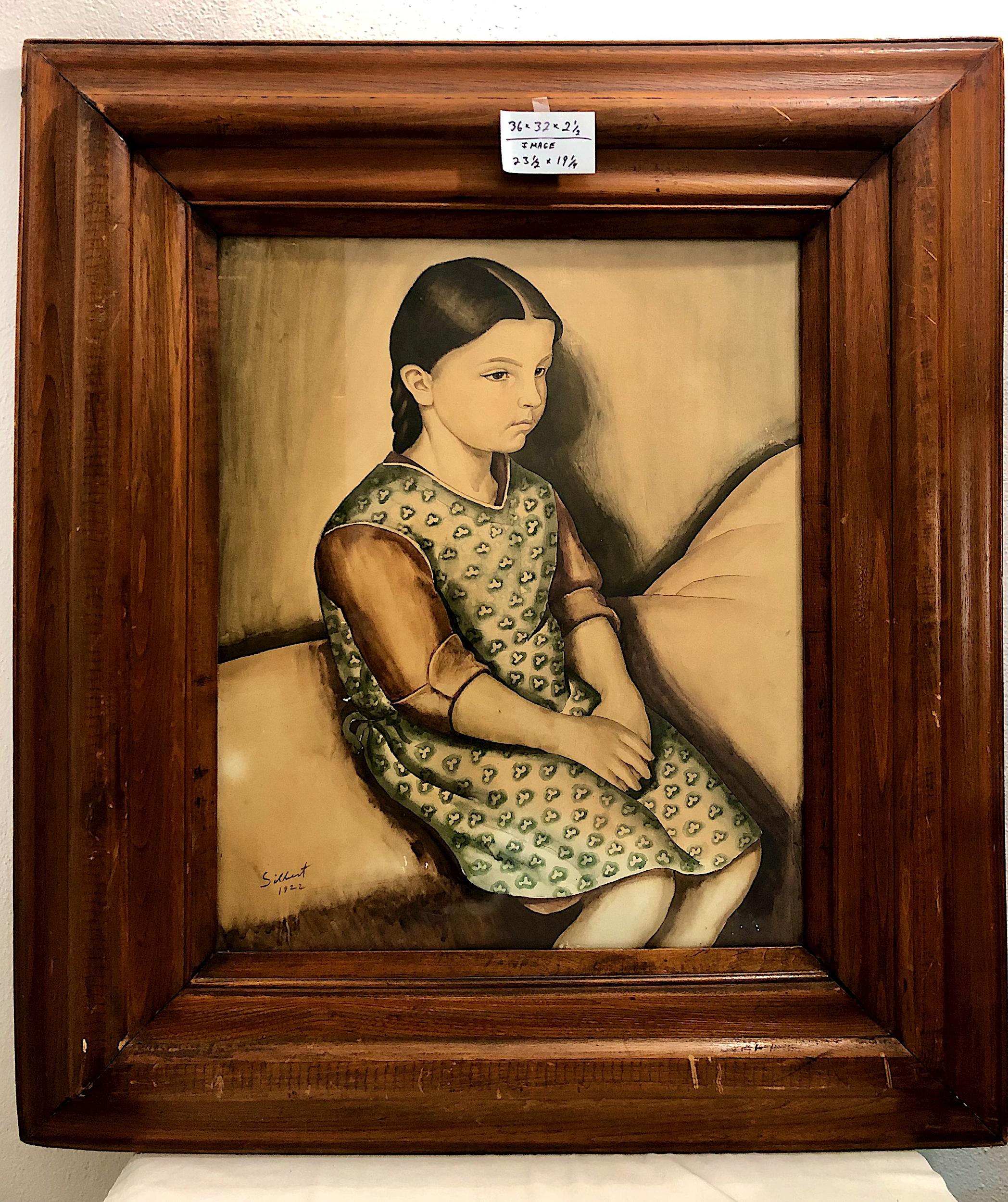 Neuer Realismus Aquarell Porträt eines jungen Mädchens von Siebert (Braun), Portrait Painting, von Unknown