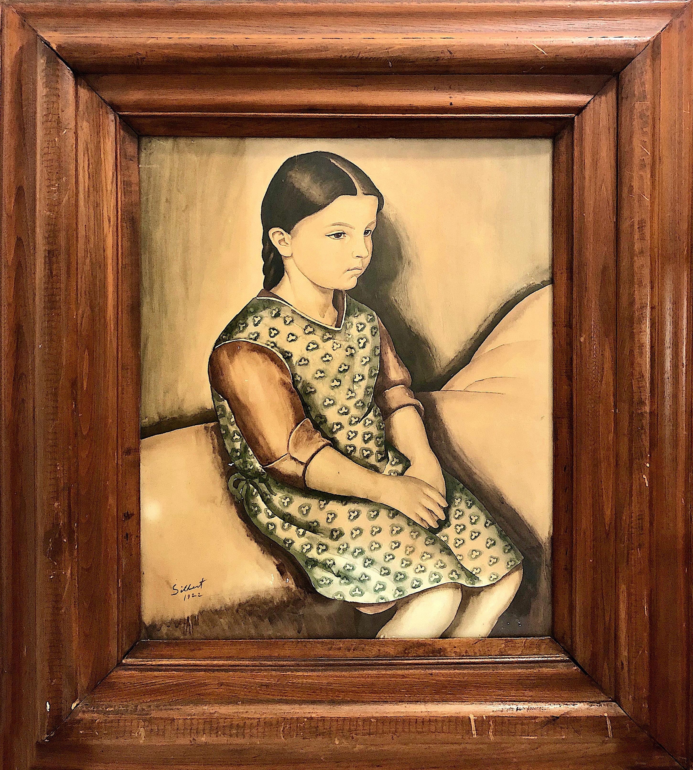 New Realism Watercolor Portrait of a Young Girl by Ben Silbert (1893-1940)