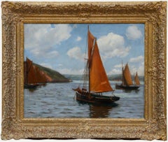 Newlyn School Early 20th Century Oil - Boats on Calm Waters