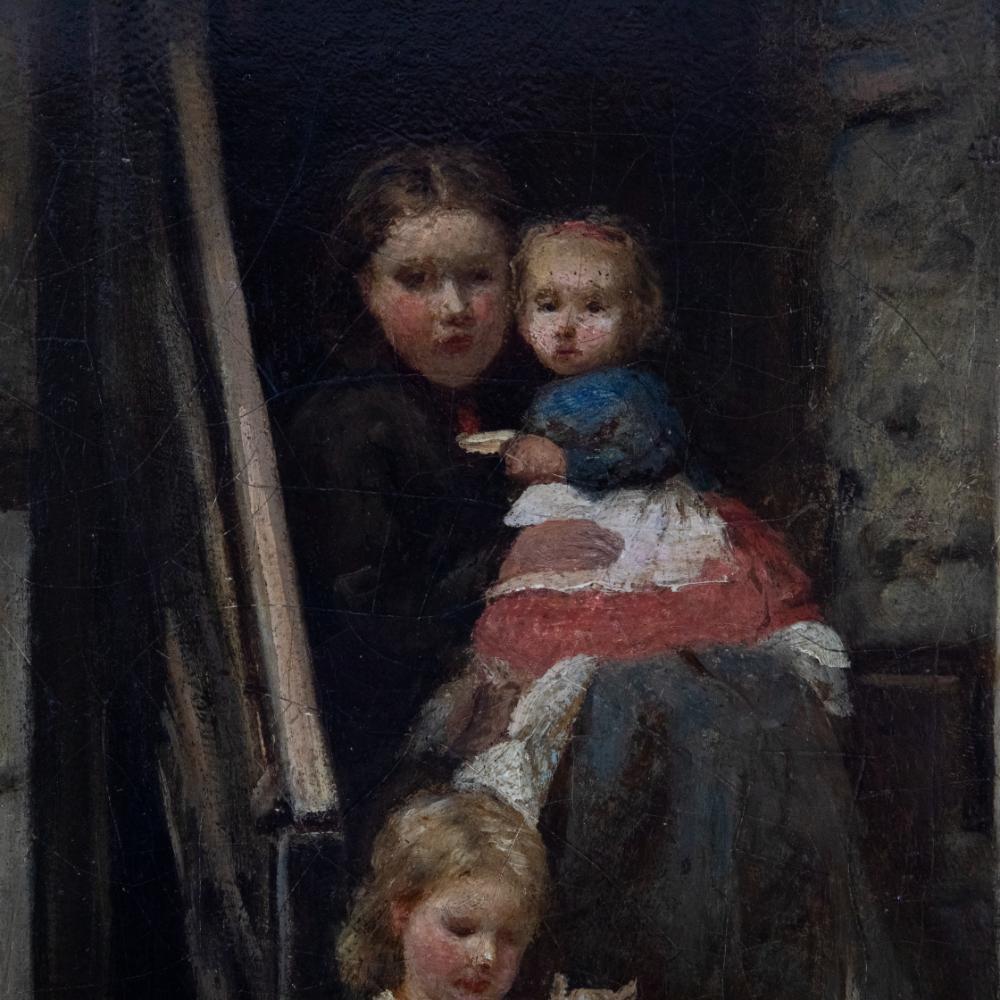 Newlyn School Late 19th Century Oil - The Fisherman's Family For Sale 1