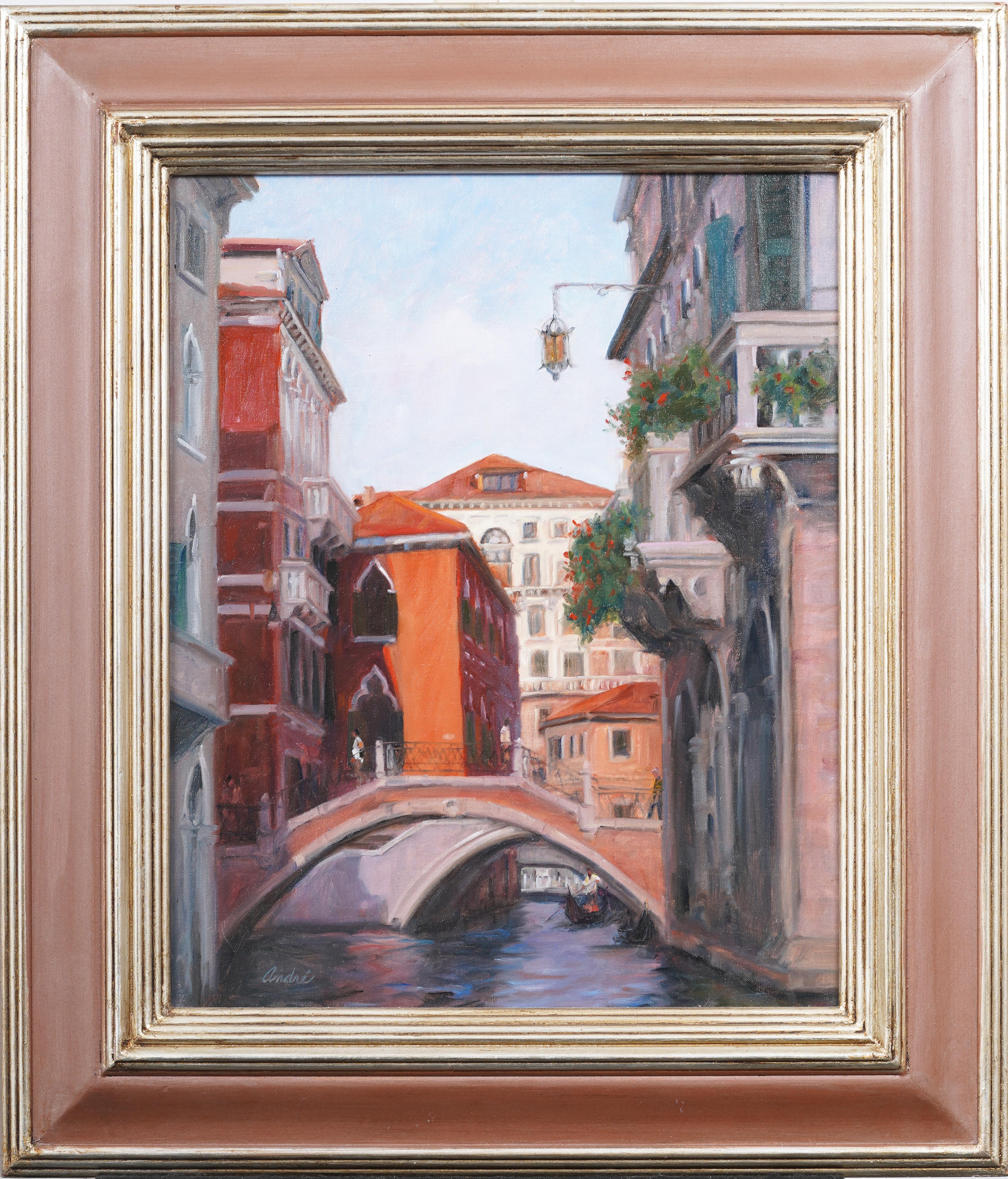 Nicely Framed Italian Impressionist Venice Canal Cityscape Original Oil Painting