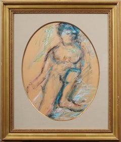 Nicely Framed Vintage American Modernist Figural Sketch Portrait Oil Painting