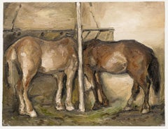 Nick Todhunter - Zeitgenössisches Öl, Abend in den Ställen