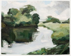 Nick Todhunter - Zeitgenössisches Öl, Flussufer im Sommer