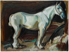 Nick Todhunter - Zeitgenössisches Öl, Silberwind im Stall