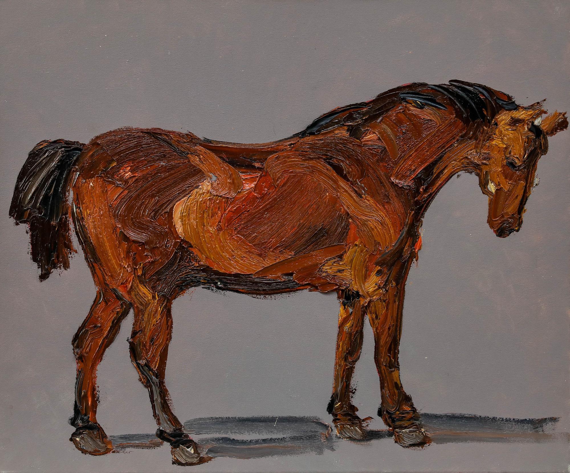 Nick Todhunter - Zeitgenössisches Öl, Sorrel Pferd – Painting von Unknown