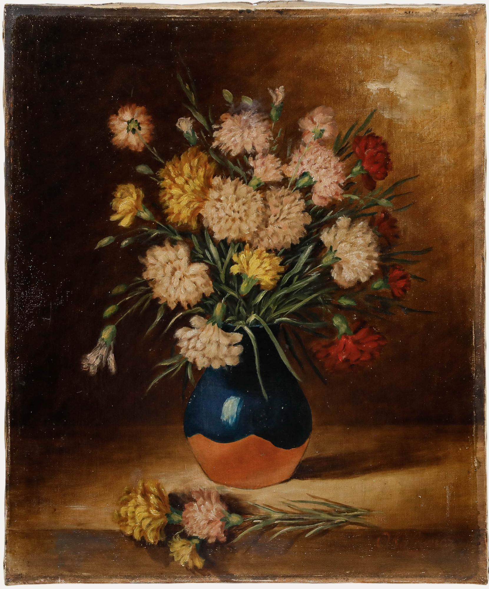 Nicolaï A. Okolowicz (fl.1867-1928) - Huile russe, Bouquet de chrysanthèmes
