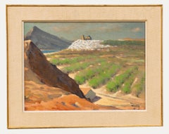Nicolas De Roeck- Framed Mid 20th Century Oil, Le Village sur son Eperon, Altea