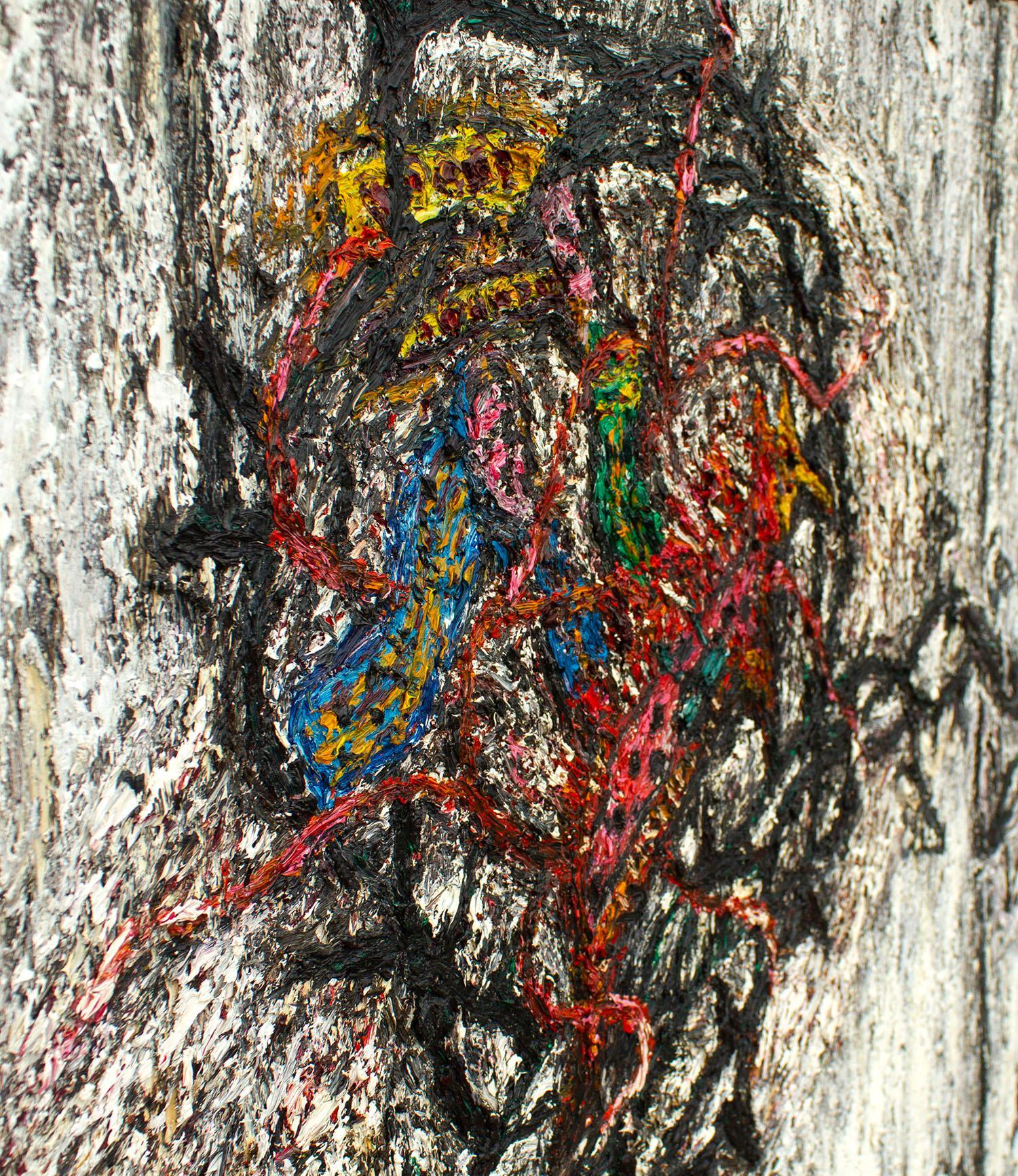 Nicolas Leiva Pittura a olio astratta modernista su tela intitolata Yemaya Brutalista - Painting di Unknown