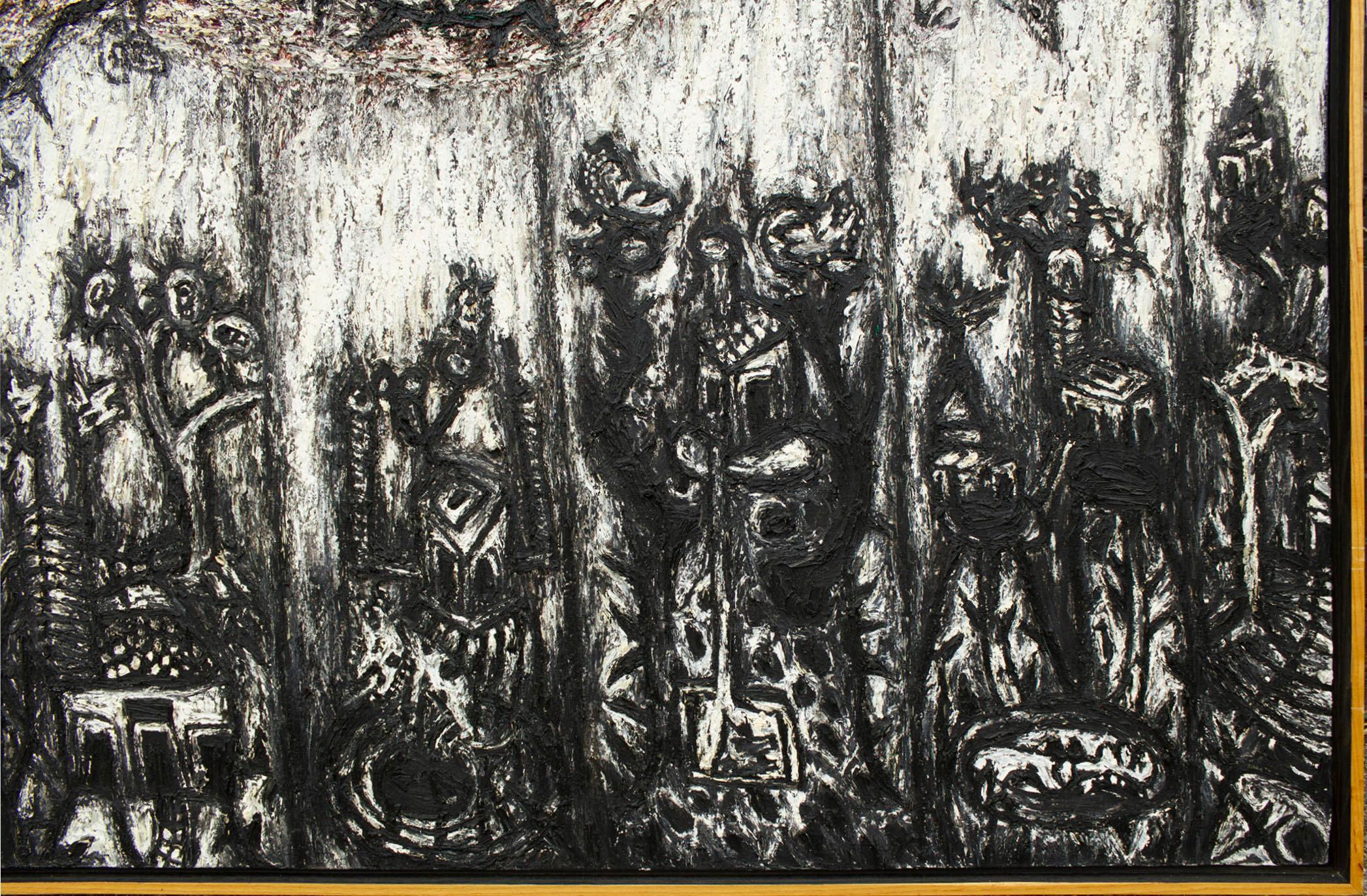 Nicolas Leiva Pittura a olio astratta modernista su tela intitolata Yemaya Brutalista in vendita 1