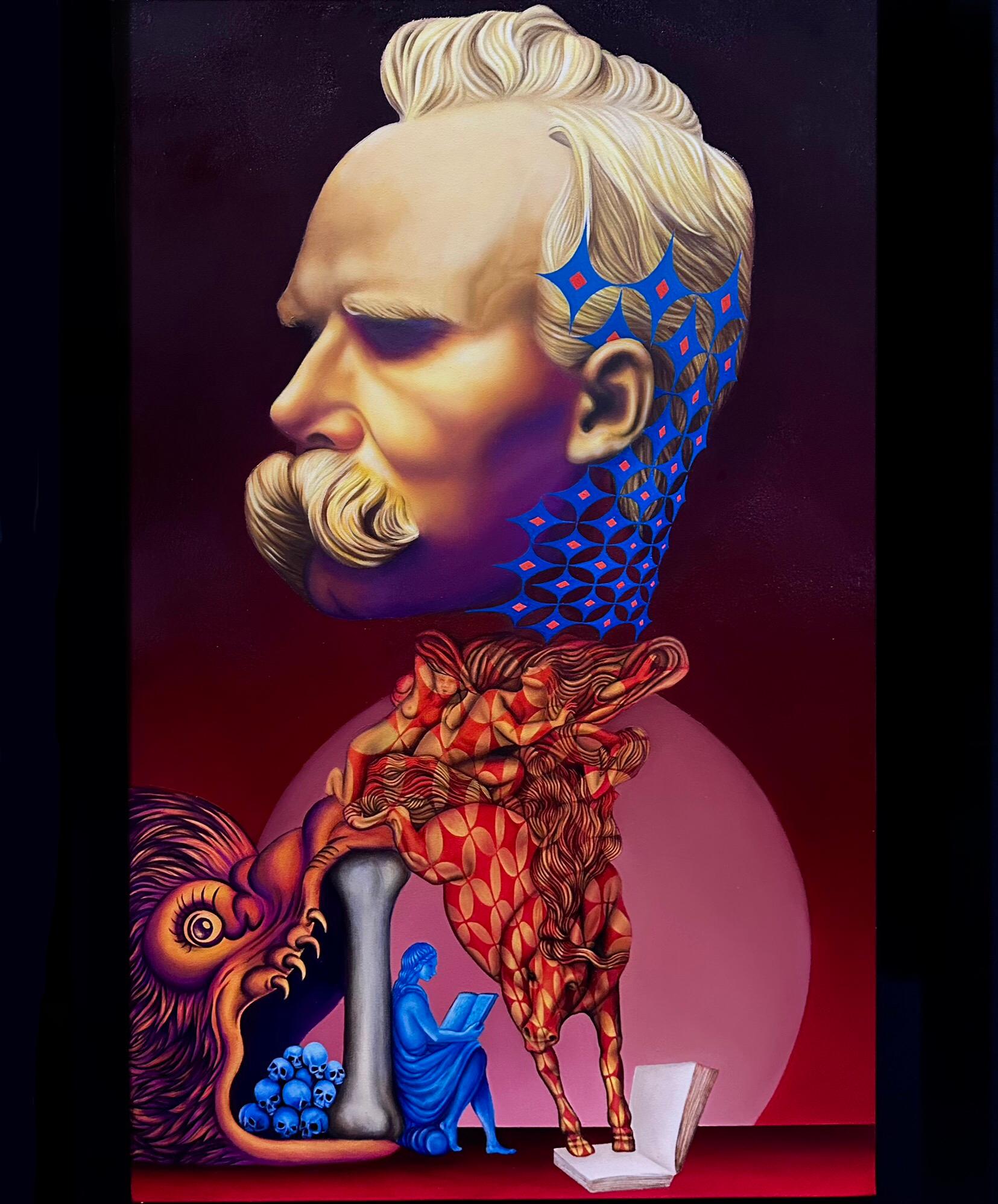Nietzsche - 

Dimensión : 115x73cm -

Técnica : Peinture à l'huile. Feuilles d'or

Año: 2023

Precio: 5 900

Nacida en Teherán, Behnaz Fallah, conocida como Beni, pretende aportar una perspectiva colorista e insuflar nueva vida al mundo del arte.