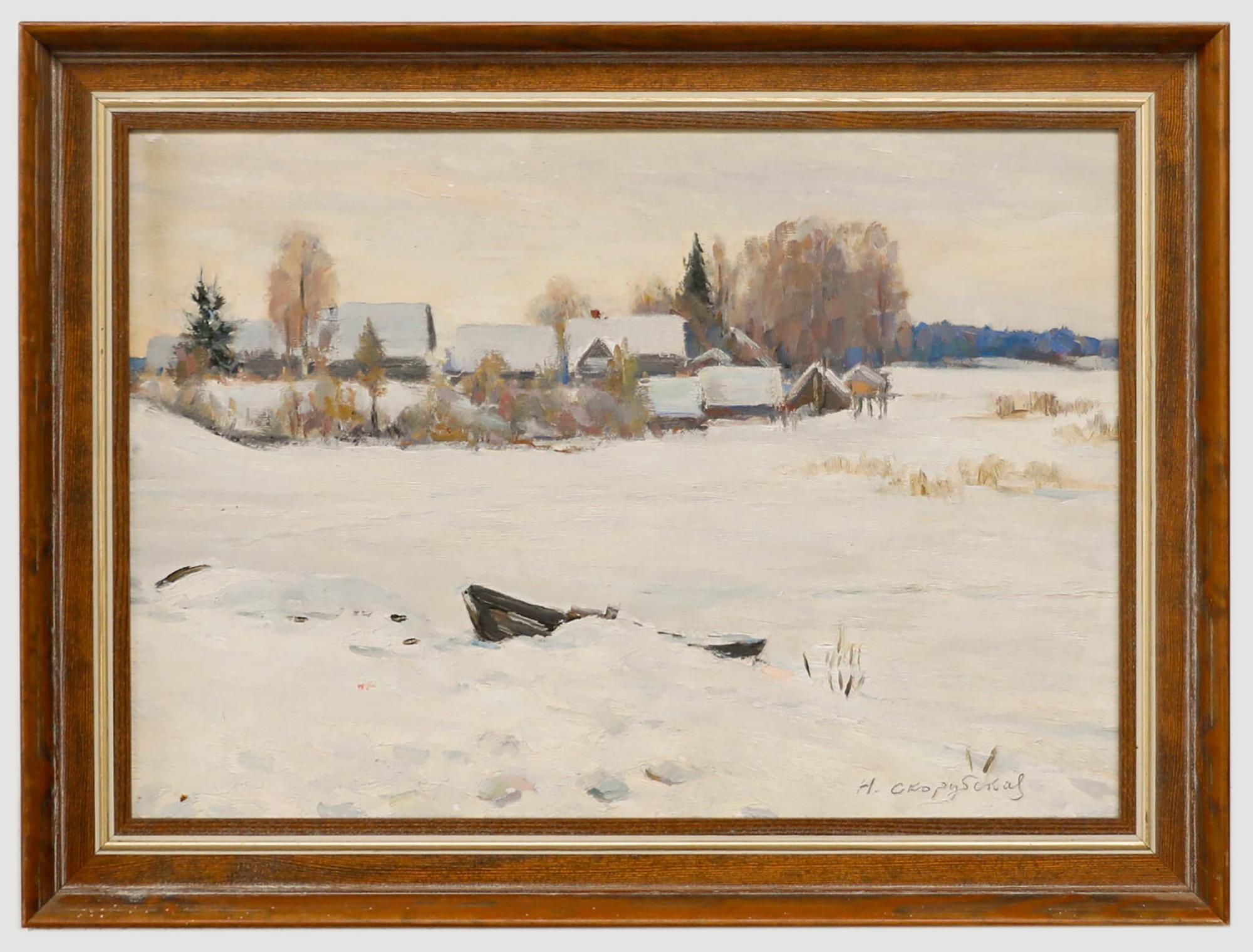 Nina Vasiljevna Skorubskaja (1918-2010) - Ölgemälde, Der eingefrorene See, Mitte des 20. Jahrhunderts