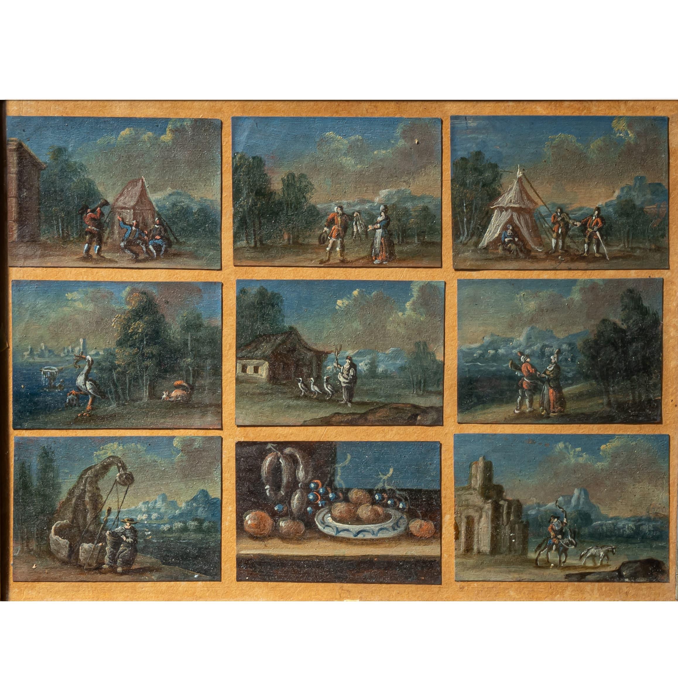 Nove dipinti in miniatura, probabilmente del XVIII secolo - Painting di Unknown