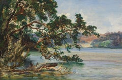 Nineteenth Century Landscape of a River Bank by an Unknown Artist
