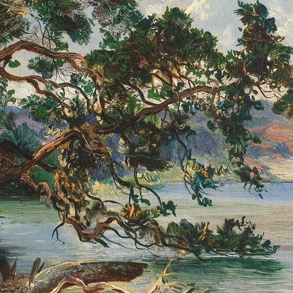 Flussuferlandschaft aus dem neunzehnten Jahrhundert von einem unbekannten Künstler (Realismus), Painting, von Unknown