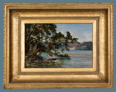 Paysage du dix-neuvième siècle d'une rive de rivière par un artiste Unknown